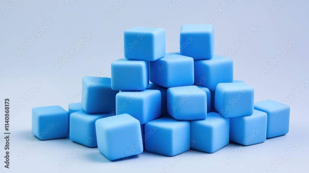 Abstract Composition: A Pile of Light Blue Cubes Abstract Composition: A Pile of Light Blue Cubes