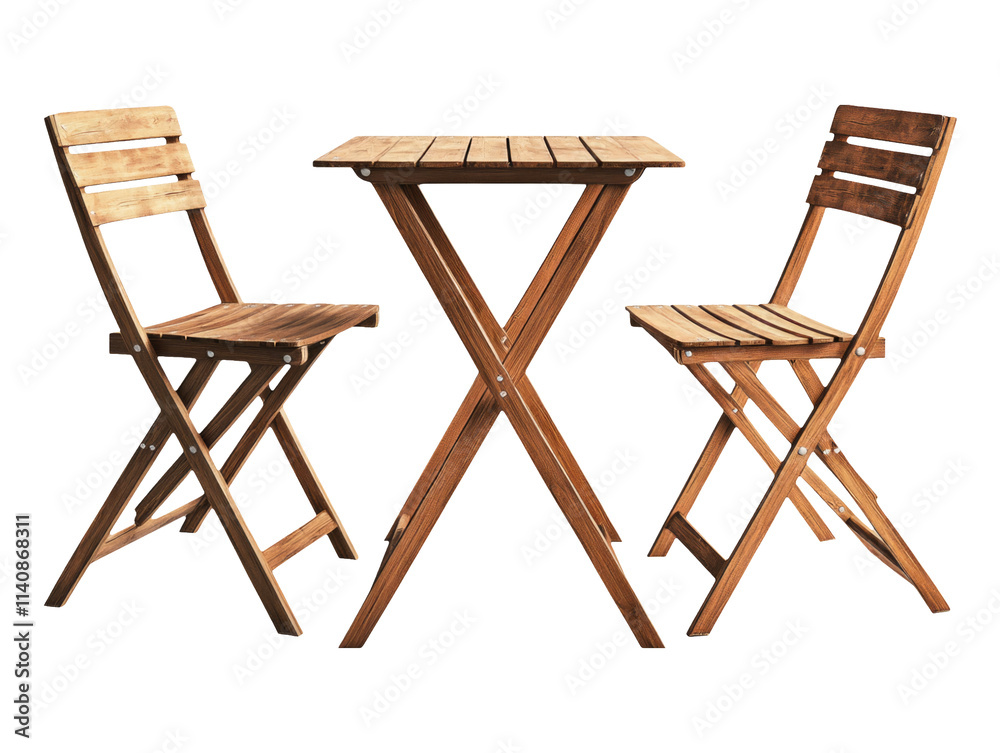 Clean Foldable Dining Table Set with Chairs on Transparent Background Clean Foldable Dining Table Set with Chairs on Transparent Background