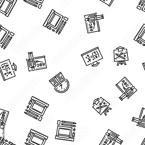 primary school teacher education vector seamless pattern thin line illustration