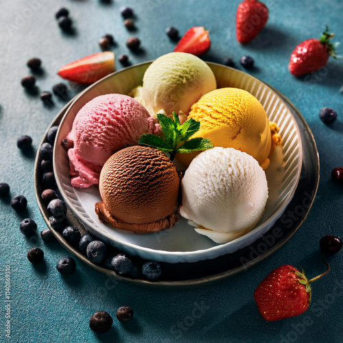 Handcrafted Ice Creams and Sorbets with Fresh Garnishes photo