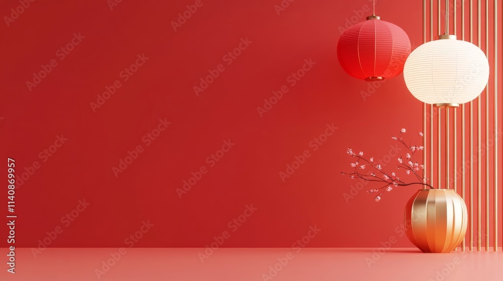 Obraz premium red lantern on the wall