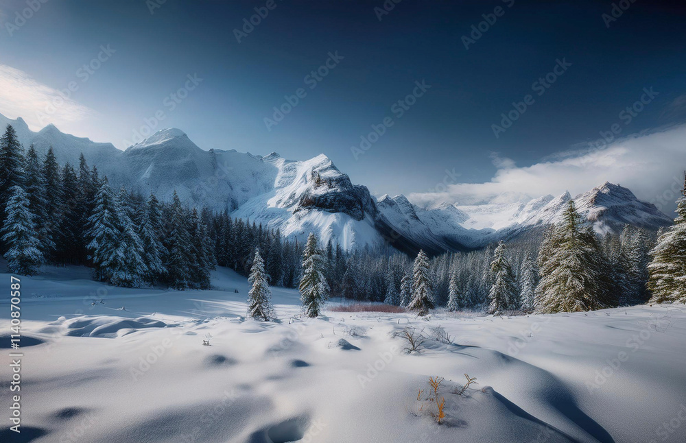 Generated nature photography a snowy landscape of mountains and snow Generated nature photography a snowy landscape of mountains and snow