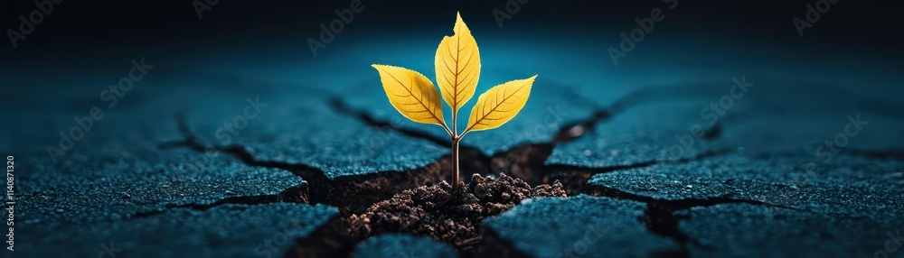 vibrant seedling emerges from cracked soil, symbolizing resilience and hope vibrant seedling emerges from cracked soil, symbolizing resilience and hope