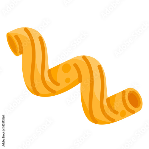 Cavatappi. Cellentani pasta. Helical tube shape macaroni. Dry Italian traditional food. Vector illustration in cartoon style. Isolated white background
