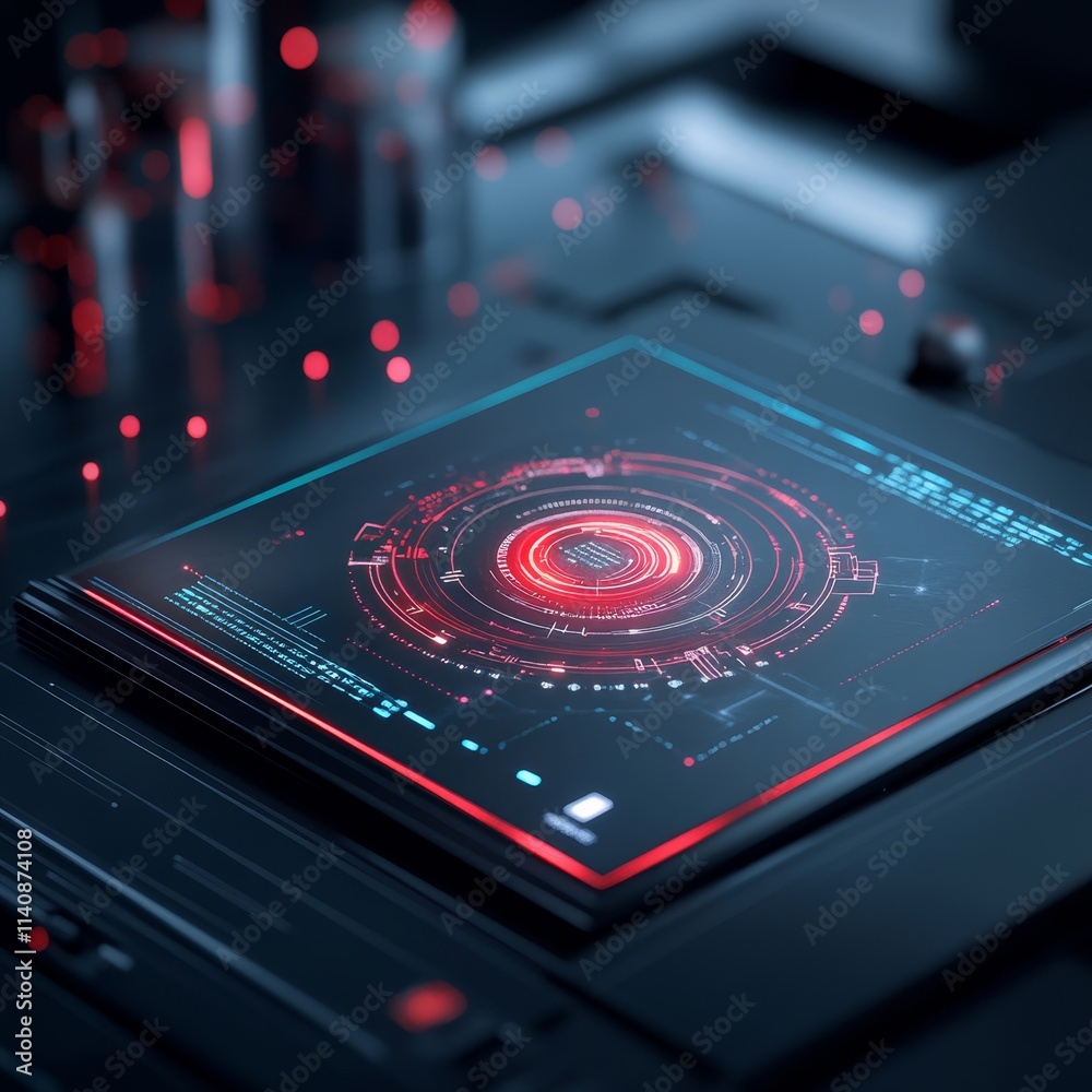 A computer screen with a red circle on it A computer screen with a red circle on it