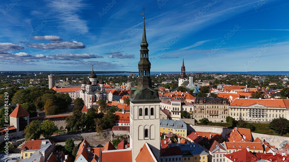 The Red Roofs And Blue Sky Of Tallinn's Old Town