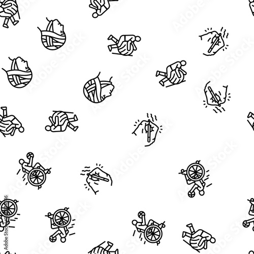occupational therapist health vector seamless pattern thin line illustration