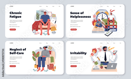 Burnout Signs. Flat Vector Illustration