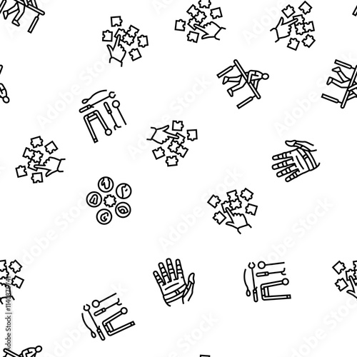 occupational therapist health vector seamless pattern thin line illustration