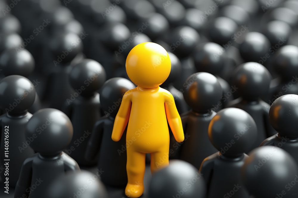 one bright yellow figure stands sea others unique presence bold one bright yellow figure stands sea others unique presence bold