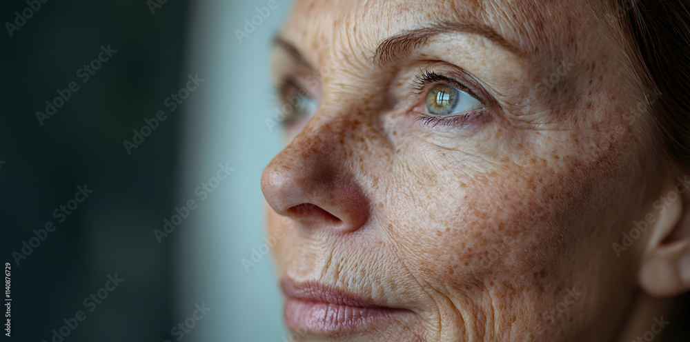 Obraz premium Senior woman with expressive eyes reflecting wisdom and experience. Generative AI.