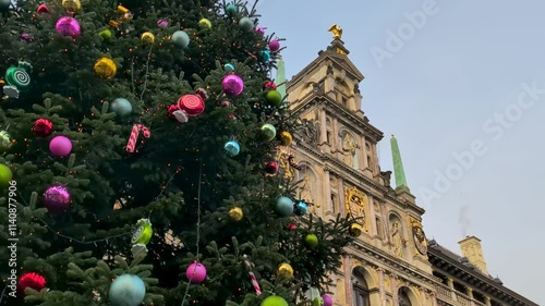 Antwerp town center decorated for christmas