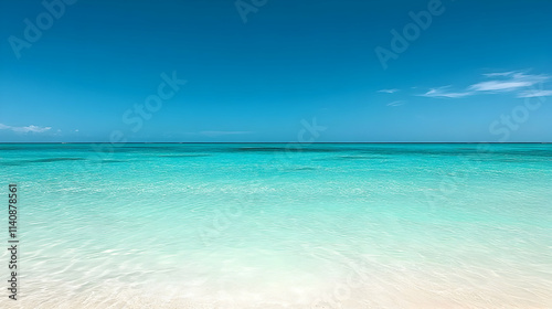 Serene Turquoise Ocean Meets Tranquil Sky: A Vibrant Summer Seascape