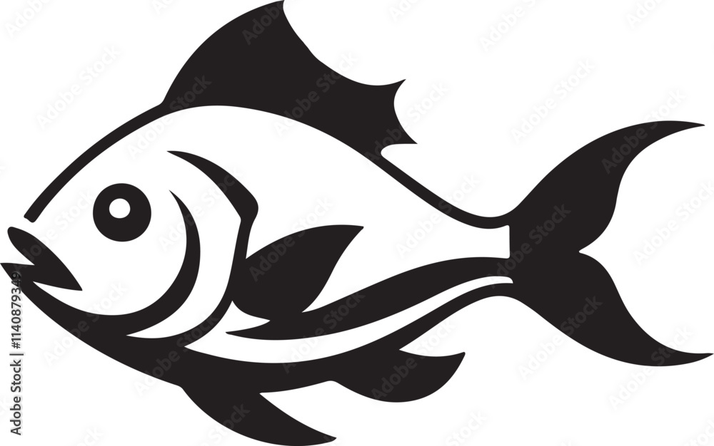 Fototapeta premium A Black and White Fish Logo Type Silhouette Design