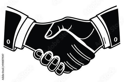 handshake icon black vector on white background