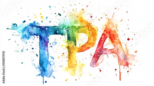 Watercolor Letters TPA - Vibrant Rainbow Splash Design photo