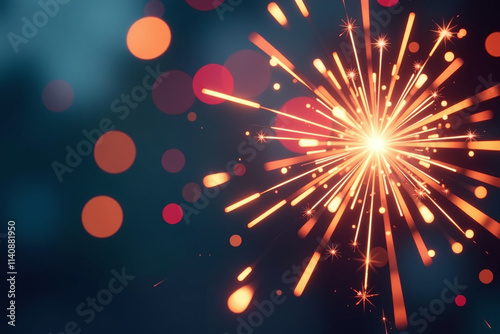 sparkling fireworks warm lights decorate blury happy new year card background bokeh colorful photo