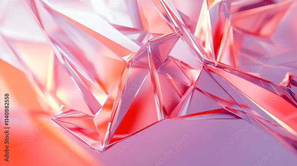 Abstract Pink and Orange Crystal Facets: A 3D Render of Geometric Shapes Abstract Pink and Orange Crystal Facets: A 3D Render of Geometric Shapes