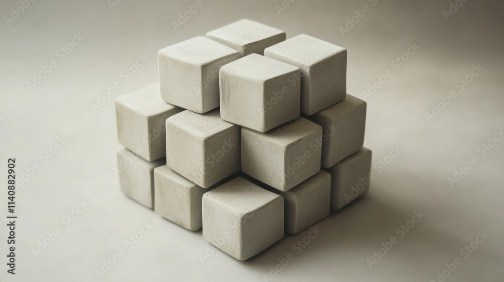 Abstract Minimalist Composition: A Stack of Grey Cubes Abstract Minimalist Composition: A Stack of Grey Cubes