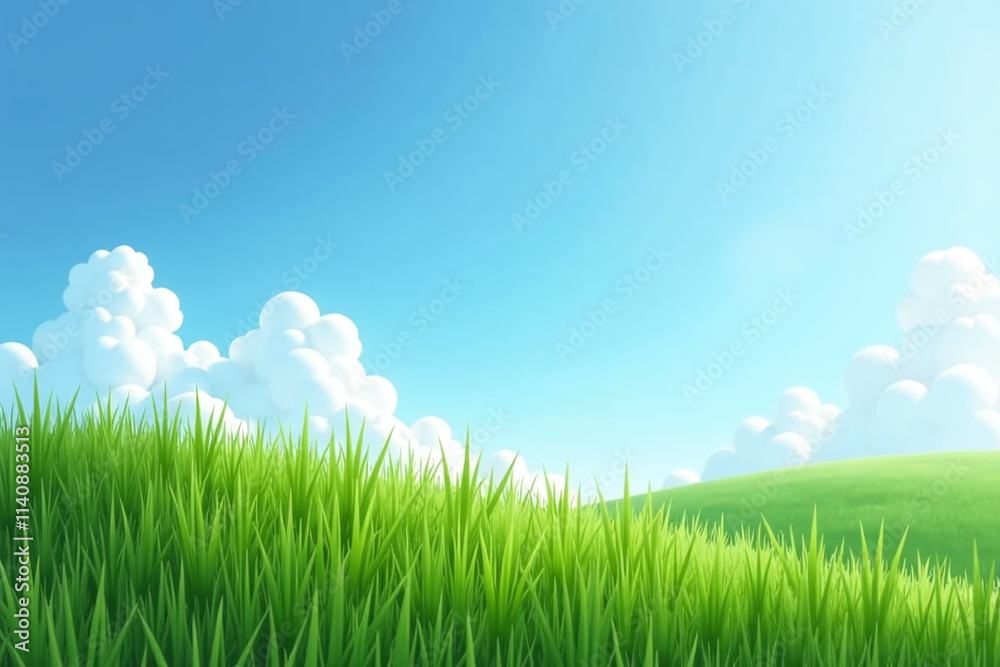 Obraz premium texture grass blue sky serene