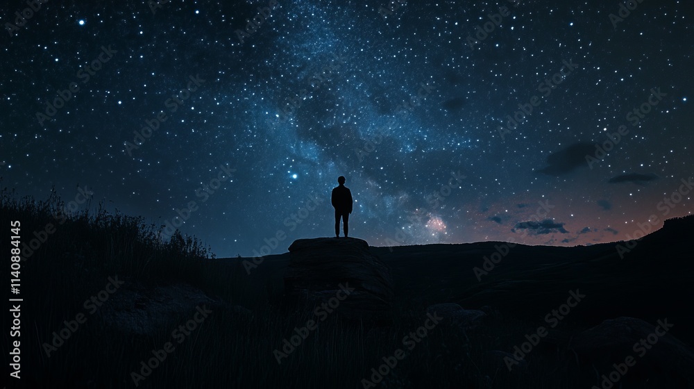 Fototapeta premium starry night, cosmic wonder, galactic skies, starlit horizon