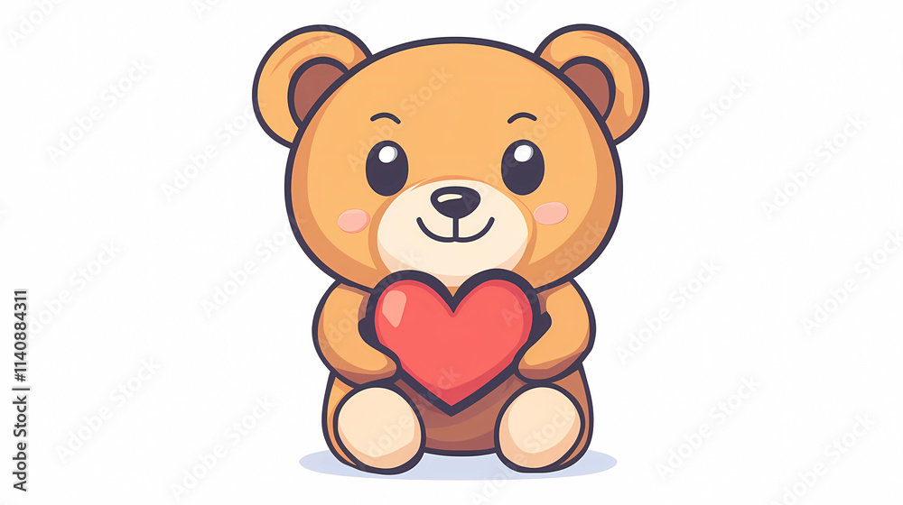 Hug Me: Teddy Bear with a Red Heart on White Hug Me: Teddy Bear with a Red Heart on White