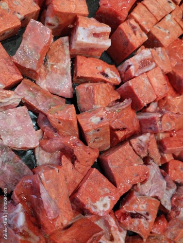 meat preparations for animal feed, pieces of beef lung