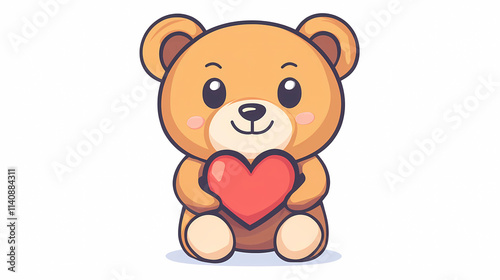 Hug Me: Teddy Bear with a Red Heart on White