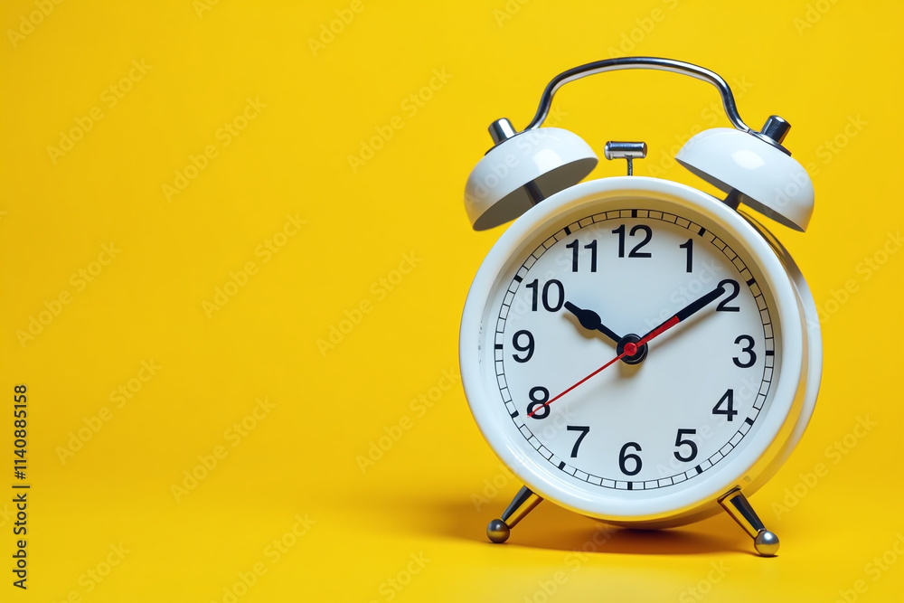 vibrant alarm clock features numbers bright yellow background early start new