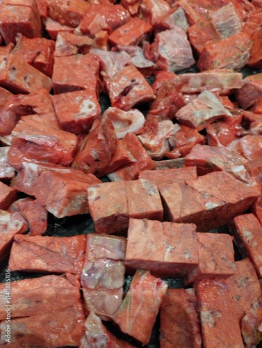 Obraz na płótnie meat preparations for animal feed, pieces of beef lung w salonie