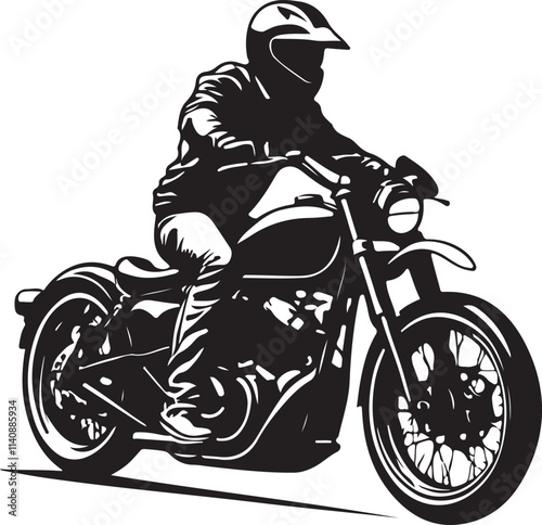 A Black and White Motorcycle Logo Type Silhouette Design photo