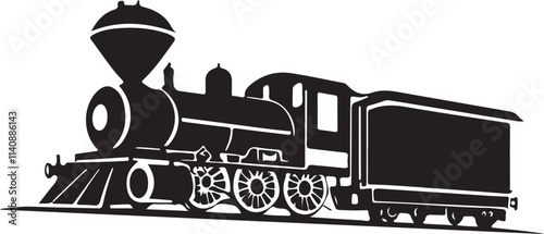  A Black and White Train Engine Logo Type Silhouette Design