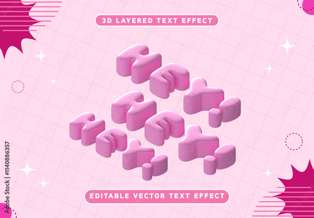 Pink 3D Text Effect Stock Template | Adobe Stock