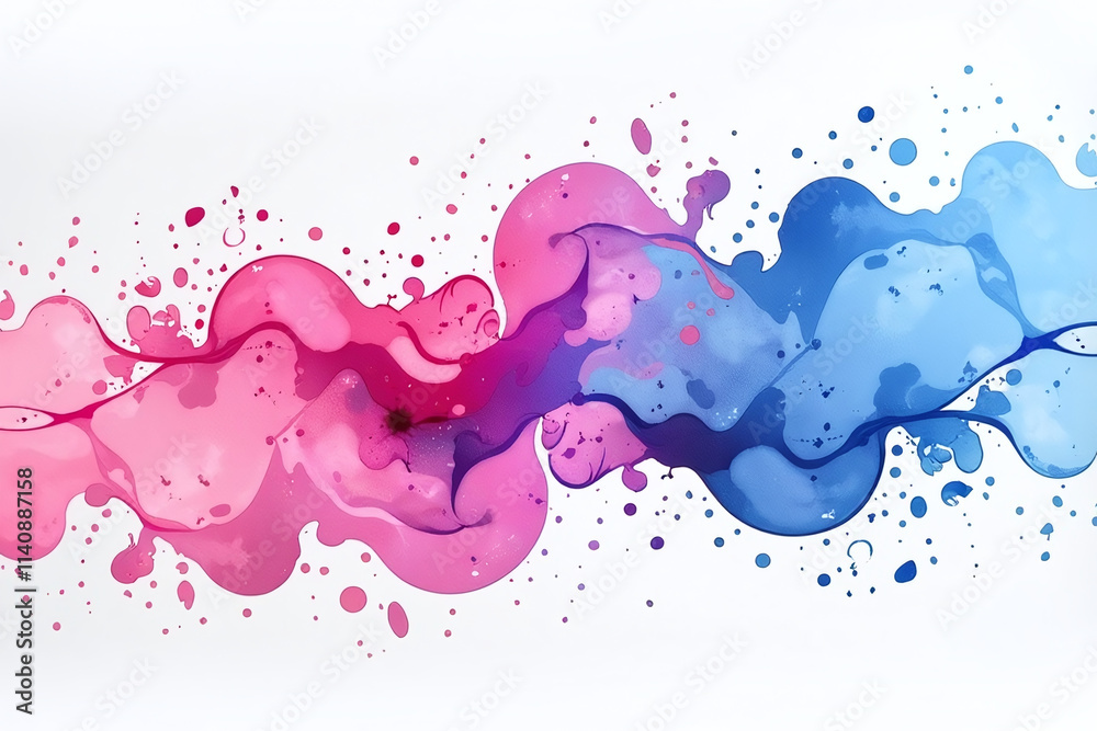 watercolor splash features pink blue purple hues vibrant swirling pattern white watercolor splash features pink blue purple hues vibrant swirling pattern white