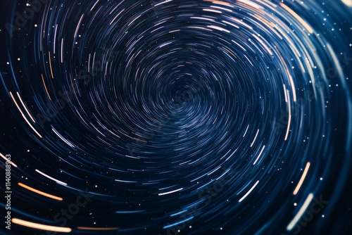 A captivating deep blue vortex spiraling into a focused point, creating a sense of motion and depth, emphasizing the mystery of space and abstract art forms. photo