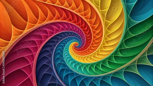 Rainbow Spiral 3D Fractal Art, Colorful, Geometric, Abstract Design, Vortex. Fractal art, Abstract art