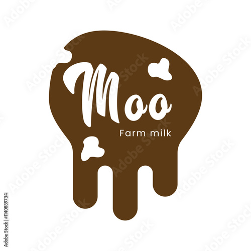 Logo for organic farm milk in brown color with cow udder silhouette