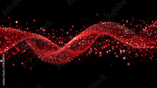 Shimmering Red Confetti Flow on Black Canvas