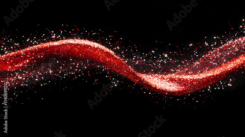 Bold and Sparkling: Red Glitter Wave on Dark Surface