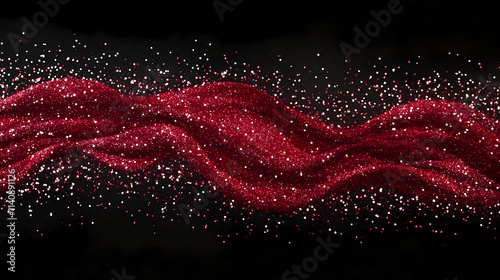 Festive Red Glitter Wave on a Dark Backdrop