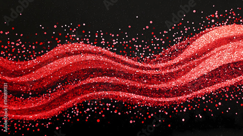 Vibrant Red Glitter Confetti Dancing Against Black