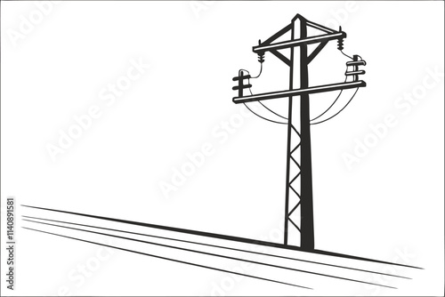 icon of a power pole Black Color and white Background