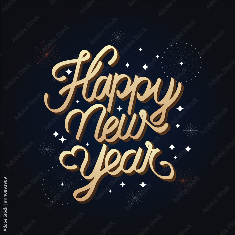 Happy New Year typography banner Happy New Year typography banner