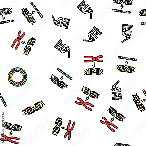 genetic engineering crispr genome vector seamless pattern thin line illustration