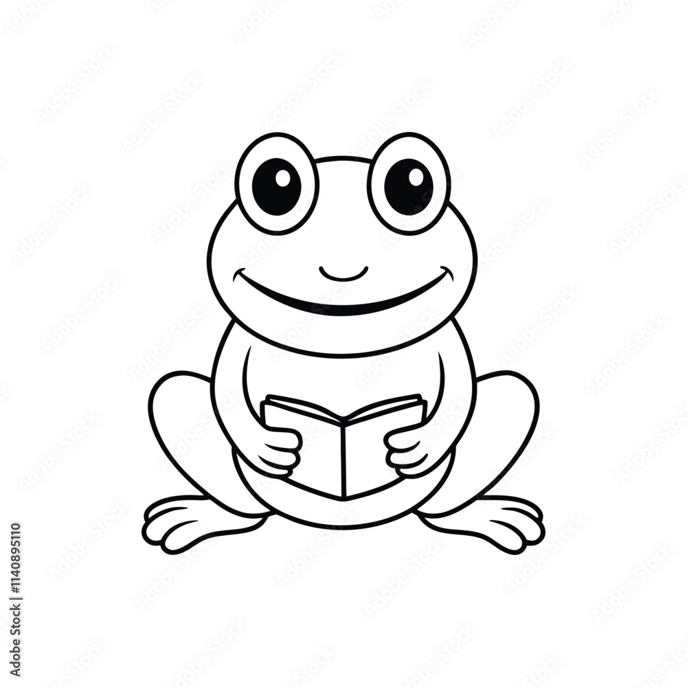 Obraz premium frog cartoon line art