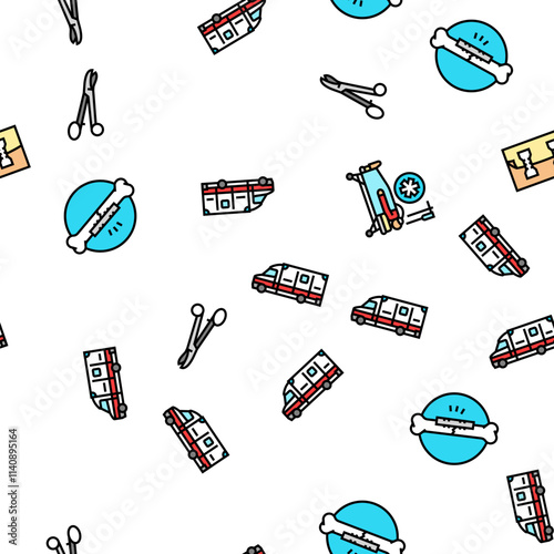fracture injury bone break vector seamless pattern thin line illustration