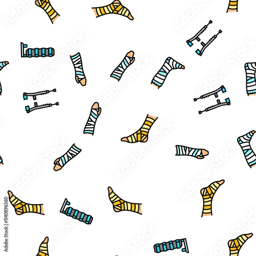 fracture injury bone break vector seamless pattern thin line illustration