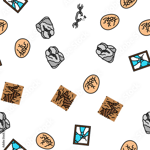 fracture bone break injury vector seamless pattern thin line illustration