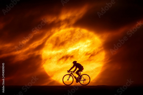 Wallpaper Mural Cyclist Silhouette Against a Glowing Sunset Horizon Torontodigital.ca