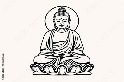 Minimalist Buddha Line Art